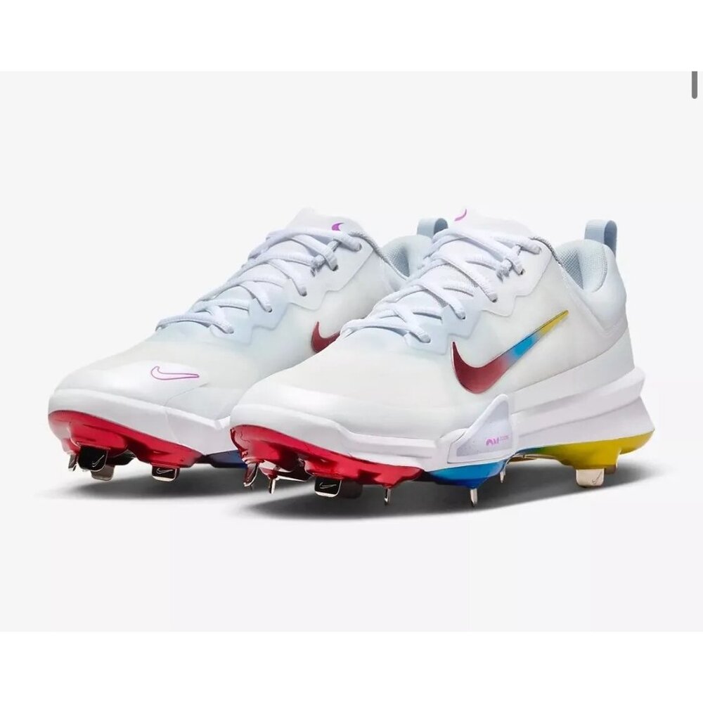 Nike Mens Force Zoom Trout 9 Pro Metal Baseball Cleats White Multicolor Size 8